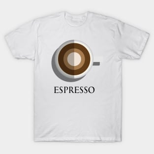 Hot espresso coffee cup top view in flat design style T-Shirt